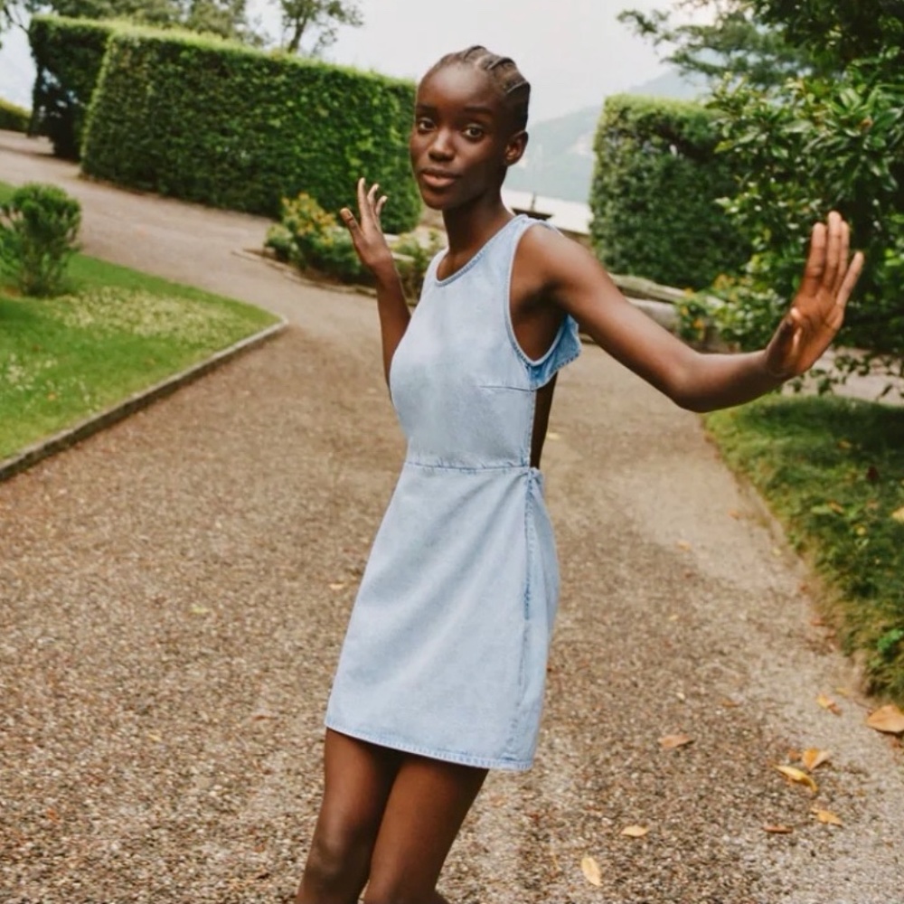 Zara Blue Denim Cut out Sleeveless Mini Dress XS